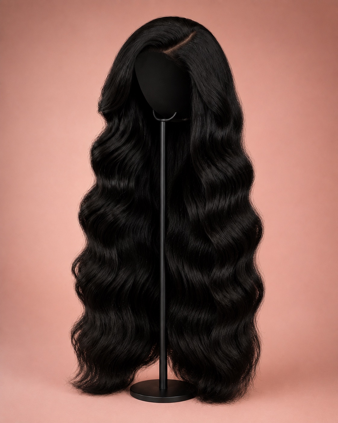 Illustrative Black Body Wave Human Hair Wig, product exterior without a model