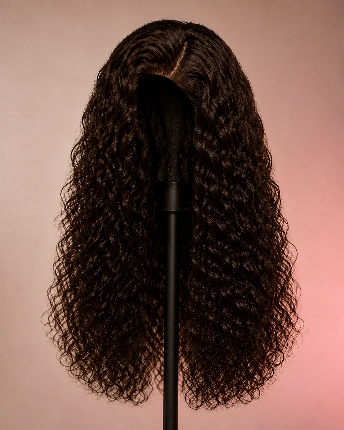 Illustrative Brown Water Wave Human Hair Wig, product exterior without a model