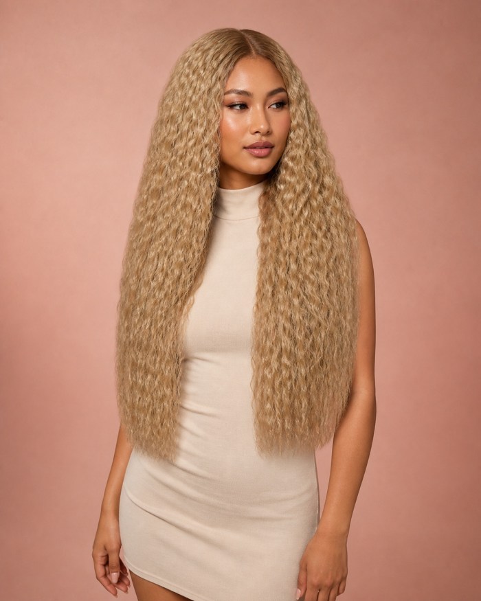 Blonde Crimp Human Hair Wig