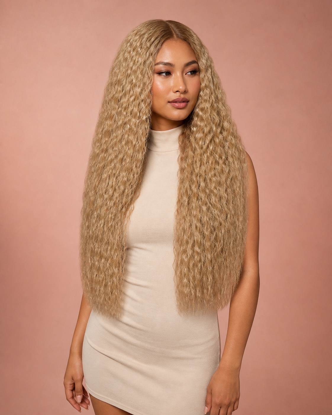 Blonde Crimp Human Hair Wig
