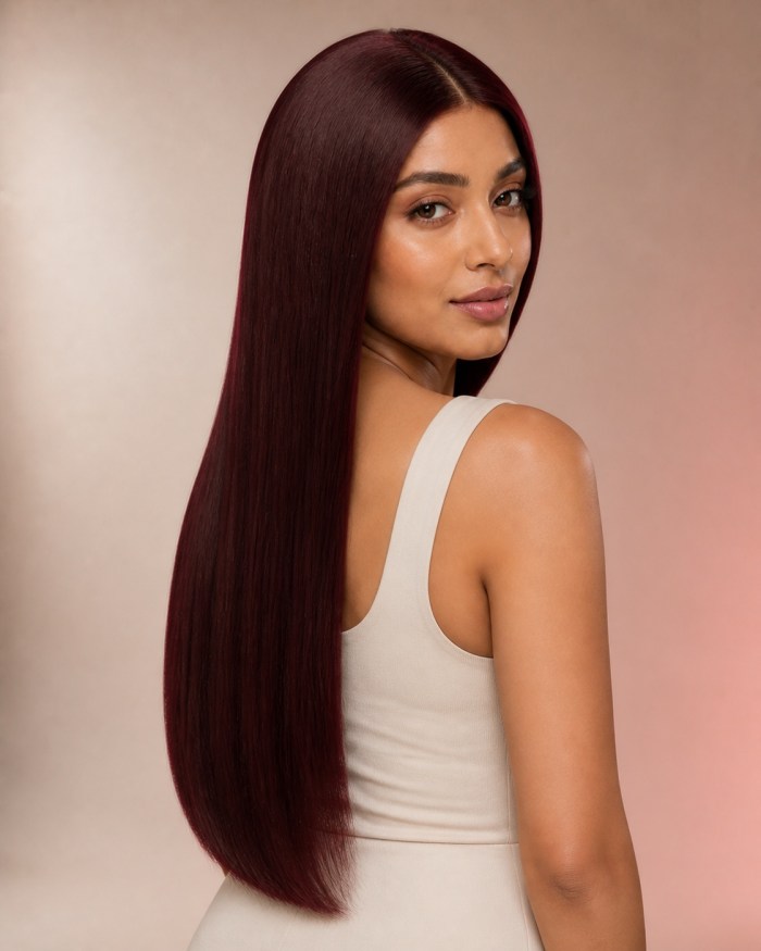 Burgundy Straight Human Hair Wig alternate view