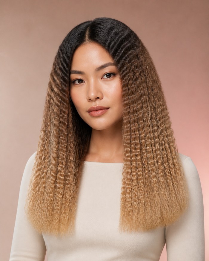 Ombré Blonde Crimp Human Hair Wig