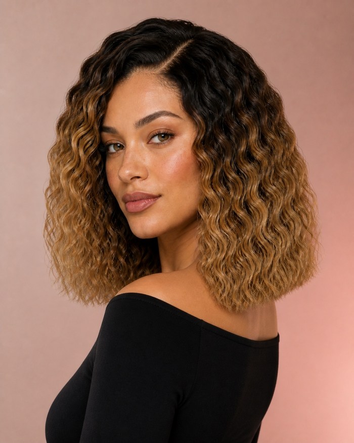 Ombré Blonde Water Wave Human Hair Wig alternate view